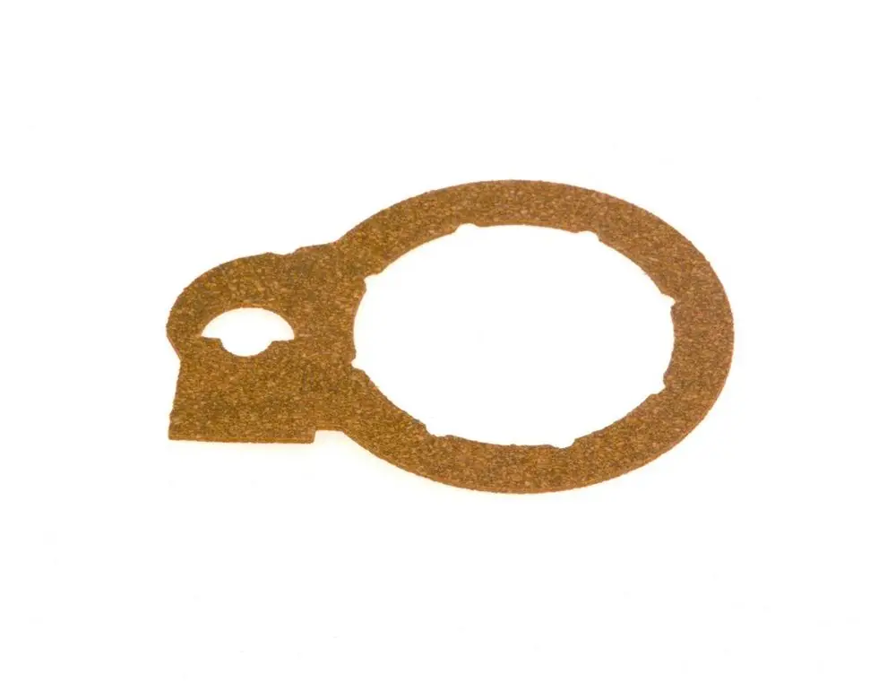 BOSCH Dichtung aus Korkmaterial mit einer Aussparung und runder Form, für technische Anwendungen oder Reparaturen konzipiert.